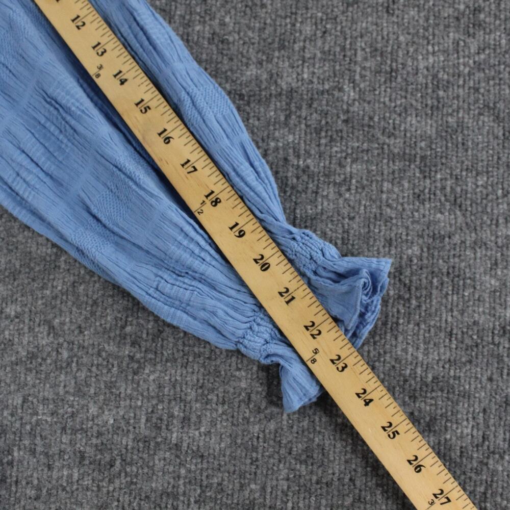 Cleobella Top Womens Small Azariah Blouse Blue Boho Prairie Peasant Gauze Tassel - Picture 10 of 10